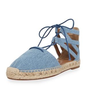 Aquazzura Belgravia Denim Flat Espadrille, Light Blue 6.5